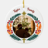 Wreath Star and Cross Christian Custom Photo Keramisch Ornament (Achterkant)