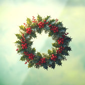 Wreath With Holly Berries Vector Art Logo Raamsticker (Vel 3)