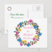 Wreathe Colorful Flowers sparen de Briefkaarten va (Voorkant / Achterkant)