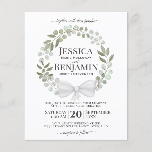 Wreatof Greenery BUDGET Wedding Invitation (Voorkant)
