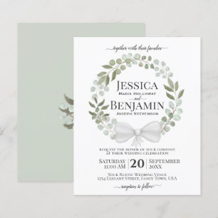 Wreatof Greenery BUDGET Wedding Invitation