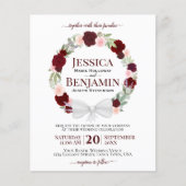 Wreatof Red Roses BUDGET Wedding Invitation (Voorkant)
