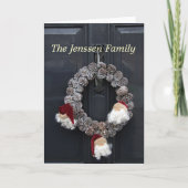 Wreaton-deur adresaankondiging feestdagen kaart (Voorkant)