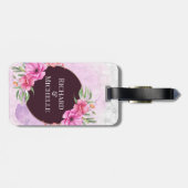 Wreator Floral Initiaal Letter Monogram Name Marbl Bagagelabel (Achterkant horizontaal)