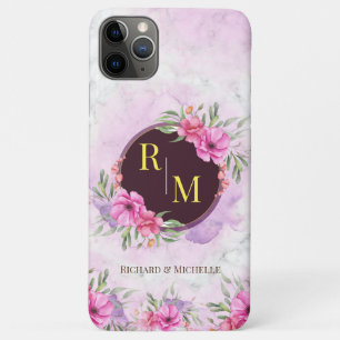 Wreator Floral Initiaal Letter Monogram Name Marbl Case-Mate iPhone Case