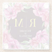 Wreator Floral Initiaal Letter Monogram Name Marbl Glazen Onderzetter (Achterkant)