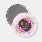 Wreator Floral Initiaal Letter Monogram Name Marbl Magneet (Voorkant / Achterkant)