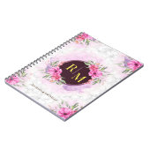 Wreator Floral Initiaal Letter Monogram Name Marbl Notitieboek (Linkerzijde)