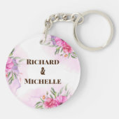 Wreator Floral Initiaal Letter Monogram Name Marbl Sleutelhanger (Achterkant)