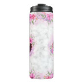 Wreator Floral Initiaal Letter Monogram Name Marbl Thermosbeker (Voorkant)