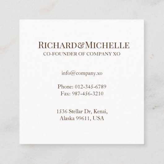 Wreator Floral Initiaal Letter Monogram Name Marbl Vierkante Visitekaartje (Achterkant)