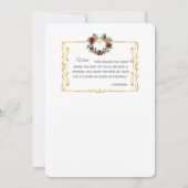 Wreator met Gold Lijst Flat Linen Invitation Aankondiging (Achterkant)