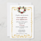 Wreator met Gold Lijst Flat Linen Invitation Aankondiging (Voorkant)