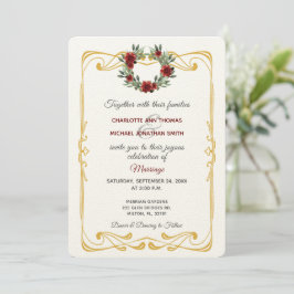 Wreator met Gold Lijst Flat Linen Invitation Aankondiging