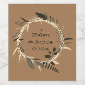  Wreator Modern Design Floral Flowers Wijn Etiket (Enkel label)