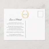 Wreator monogram bruiloft annulering zwart goud aankondigingskaart (Achterkant)