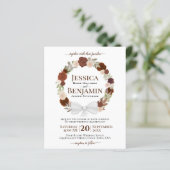 Wreator of Rust Oranje Rozen BUDGET Wedding Invite (Staand voorkant)