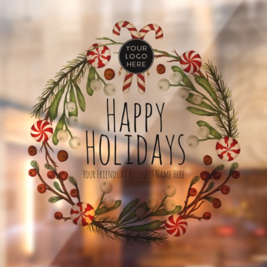 WreatPrettige feestdagen Business Logo Window Clin Raamsticker (Vel 2)