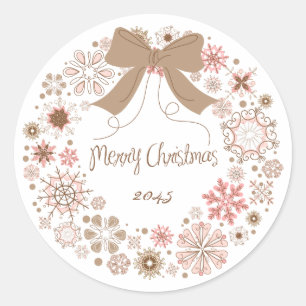 WREATS KERST STICKER VAN DE WITTE PINKSNOWFLAKS