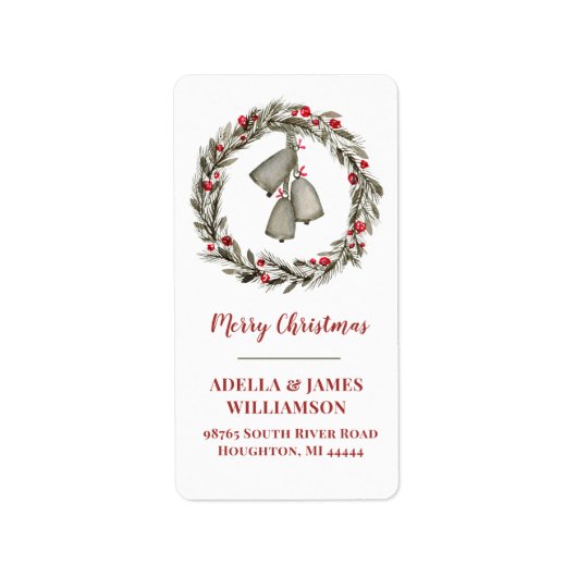 Wreats met rode bessen en cellen etiket (Voorkant)