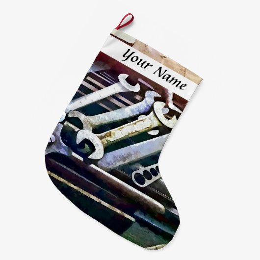 Wreches in de machinewinkel grote kerstsok (Voorkant (Hangend))