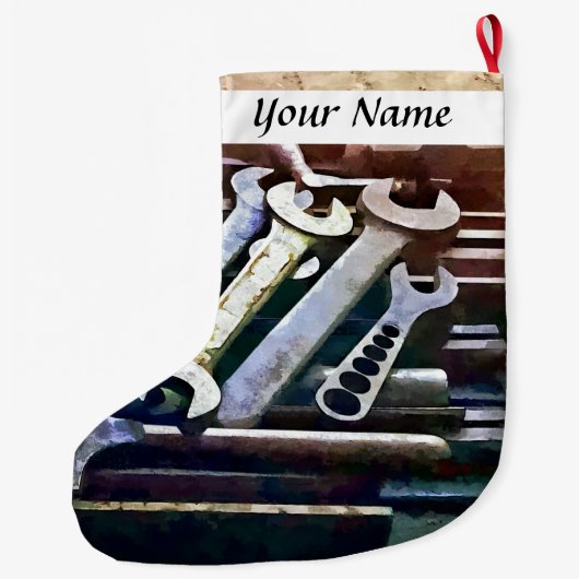 Wreches in de machinewinkel grote kerstsok (Achterkant)