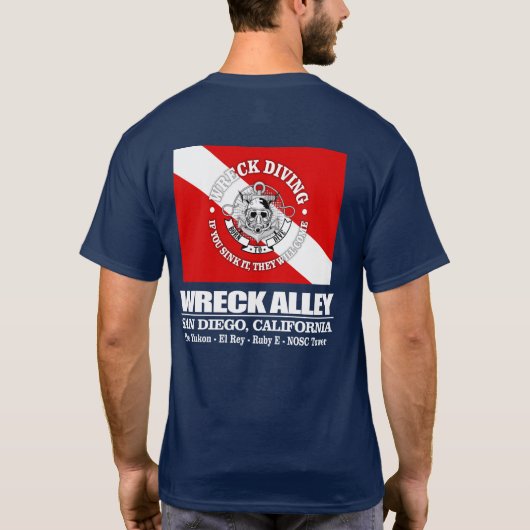 Wreck Alley (San Diego) (wrak Diving) T-shirt (Achterkant)