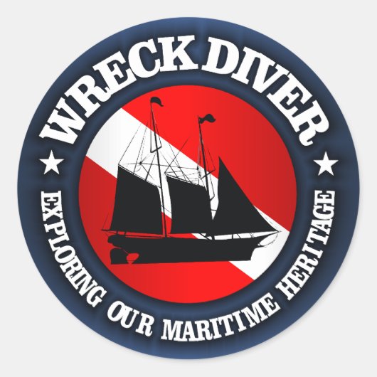 Wreck Diver (Ship)(r) Ronde Sticker (Voorkant)