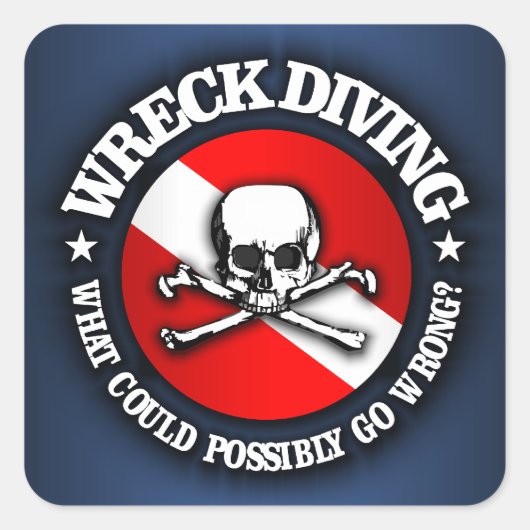 Wreck Diving (schedel) Vierkante Sticker (Voorkant)
