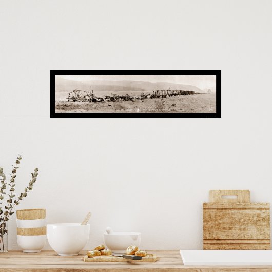 Wreck German Train WWI Photo 1918 Poster (Keuken)