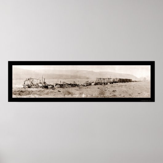 Wreck German Train WWI Photo 1918 Poster (Voorkant)
