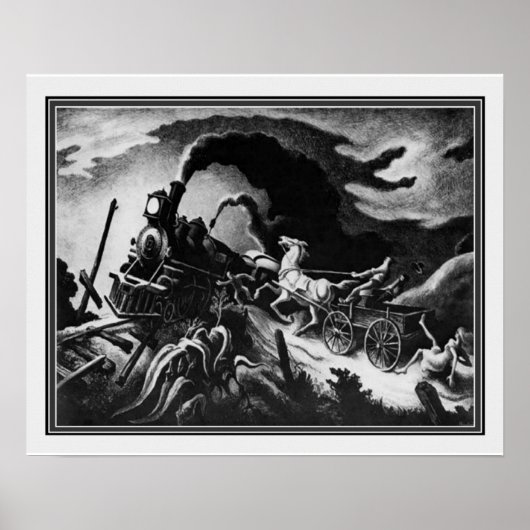 "Wreck of the Old '97" door Thomas Hart Benton 16x Poster (Voorkant)