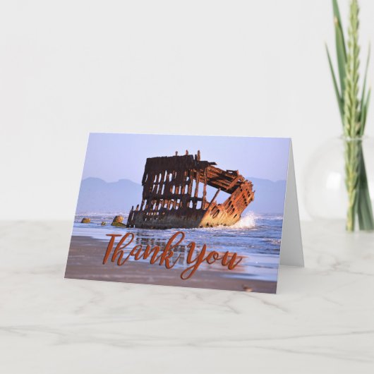 Wreck van de Peter Iredale Foto Hartelijk dank Bedankkaart (Voorkant)