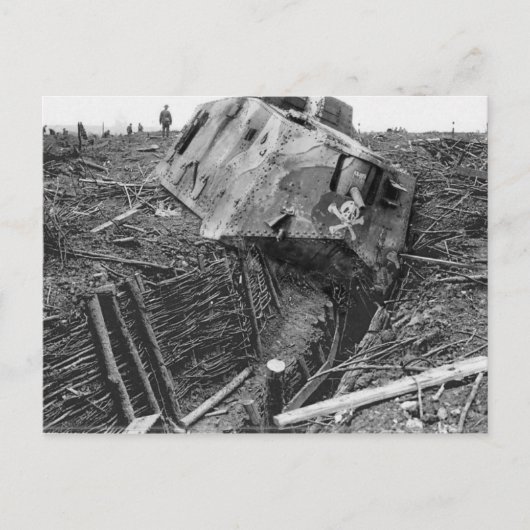 Wrecked Panzer Briefkaart (Voorkant)