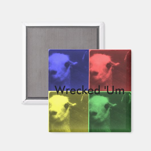 Wrecked 'um 4 kleur Llama vierkante magneet (Voorkant / Achterkant)