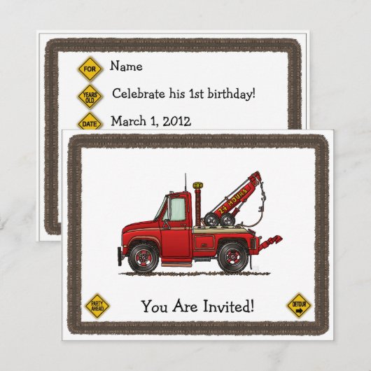 Wrecker voor vrachtwagen kaart (Voorkant / Achterkant)