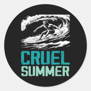 Wrede Zomer Retro Golf Surfen Vakantie Vrouwen Ronde Sticker