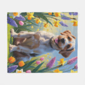 Wrehaired Pointing Griffon Spring Flowers Painting Fleece Deken (Voorkant (Horizontaal))