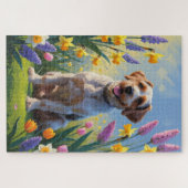 Wrehaired Pointing Griffon Spring Flowers Painting Legpuzzel (Horizontaal)