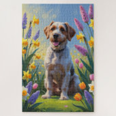 Wrehaired Pointing Griffon Spring Flowers Painting Legpuzzel (Verticaal)