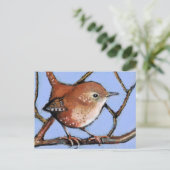 WREN, BIRD, in oliepastel Briefkaart (Staand voorkant)