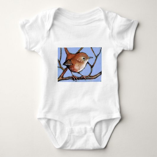 WREN, BIRD, in oliepastel Romper (Voorkant)