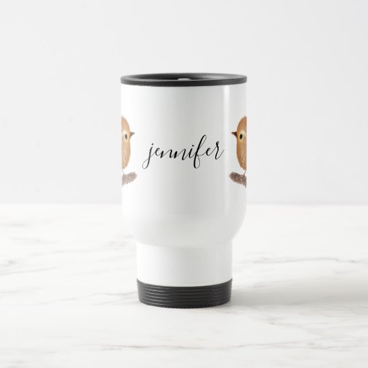 Wren Bird Personalized Travel Mug Reisbeker (Center)