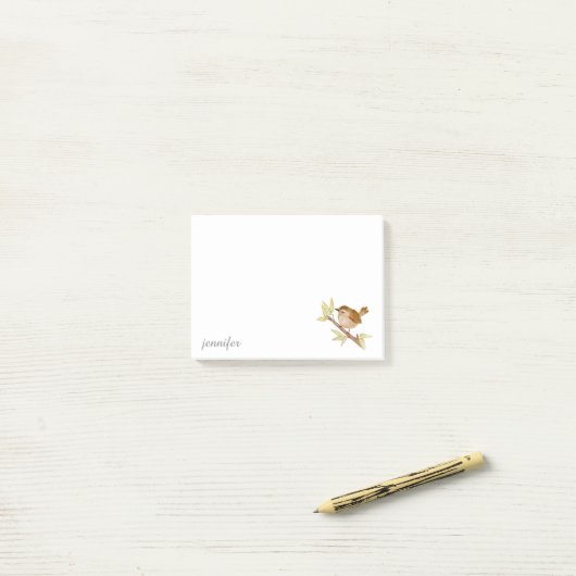Wren Bird Post-it® notes (Op bureau)
