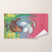 Wren Bird & Snowdrop & Spring Bad Handdoek (Handdoek)