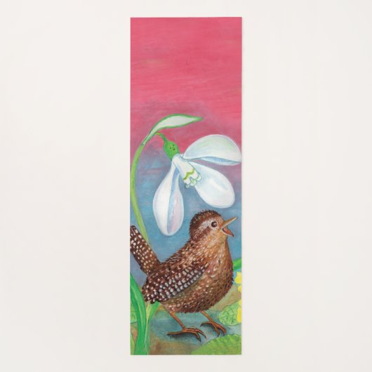 Wren Bird & Snowdrop & Spring Yogamat (Achterkant)