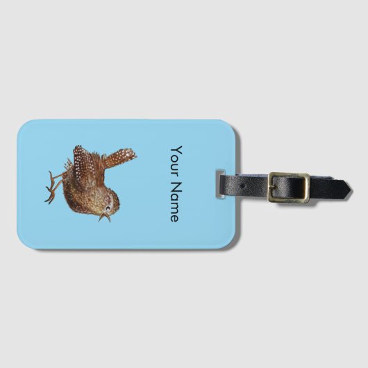 Wren Bird (Troglodytes) gepersonaliseerd Bagagelabel (Voorkant (horizontaal))