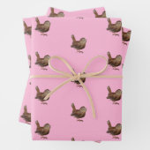 Wren Bird (Troglodytes) Lichtroze Inpakpapier Vel (In situ)