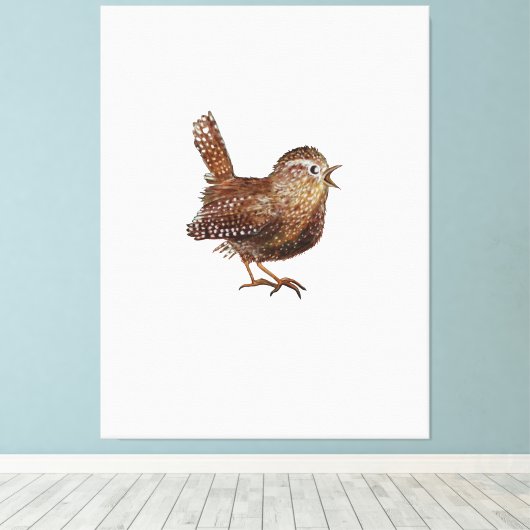 Wren Bird (Troglodytes Troglodytes) Canvas Afdruk (Insitu (Houten vloer))
