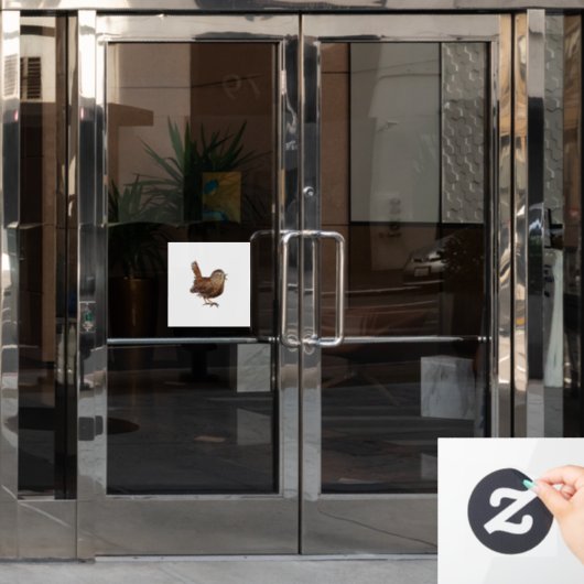 Wren Bird (Troglodytes Troglodytes) Raamsticker (Kantoordeur)